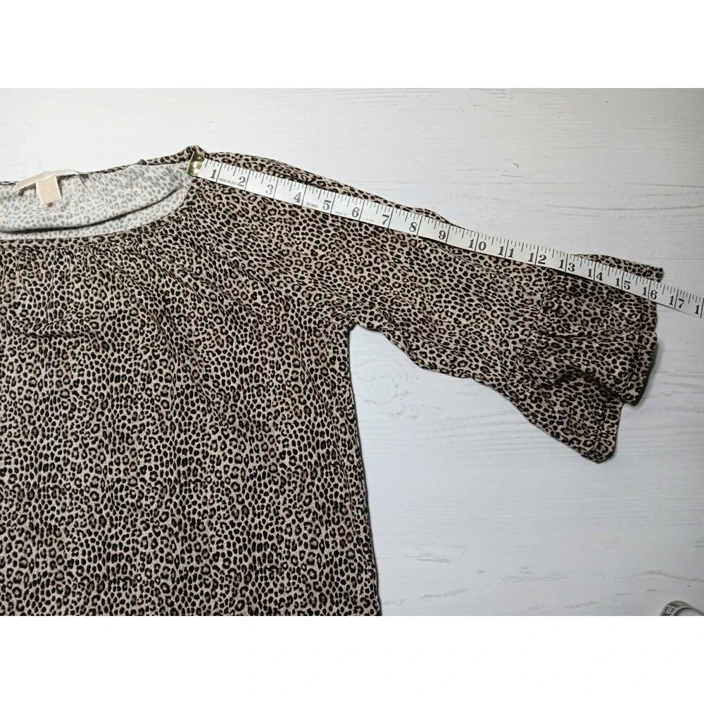 Michael Michael Kors Cheetah Animal Print Blouse Top 3/4 Sleeve Women's  Small
